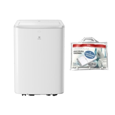 Klimatyzator przenośny ELECTROLUX EXP34U339HW Osuszanie Timer Tryb Auto Tryb Nocny Wentylacja Wi-Fi Ogrzewanie Biały + Uszczelka okienna TCL do klimatyzatora 4 m