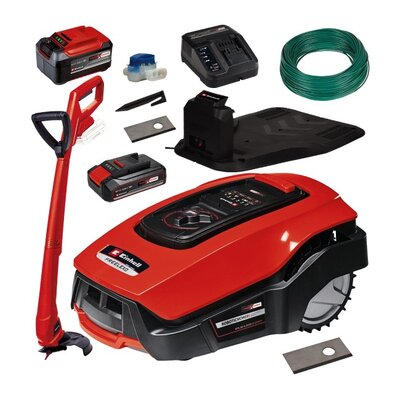 Robot koszący EINHELL Freelexo 600 BT + Podkaszarka akumulatorowa GC-CT 18/24 Li P + Ostrza EINHELL 3414020 (12 szt.)