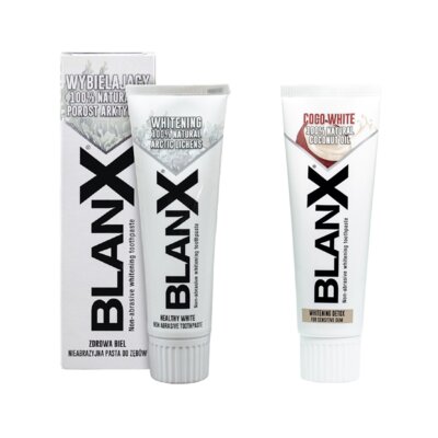 Pasta do zębów BLANX Whitening 75 ml + Pasta do zębów BLANX Kokosowa biel 75 ml