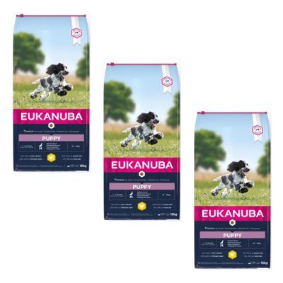 Karma dla psa EUKANUBA Puppy Medium Breeds Kurczak 3 x 15 kg