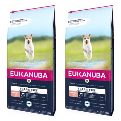 Karma dla psa EUKANUBA Grain Free Senior Medium Breeds Ryba Oceaniczna 2 x 12 kg