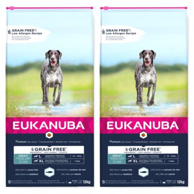 Karma dla psa EUKANUBA Grain Free Senior Large Breeds Ryba Oceaniczna 2 x 12 kg