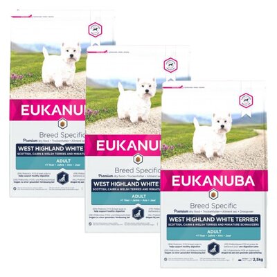 Karma dla psa EUKANUBA Adult Breed Specific West Highland White Terrier Kurczak z indykiem 3 x 2.5 kg