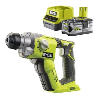 Młotowiertarka RYOBI R18SDS-0 + Akumulator RYOBI RC18120-150 5Ah 18V + Ładowarka