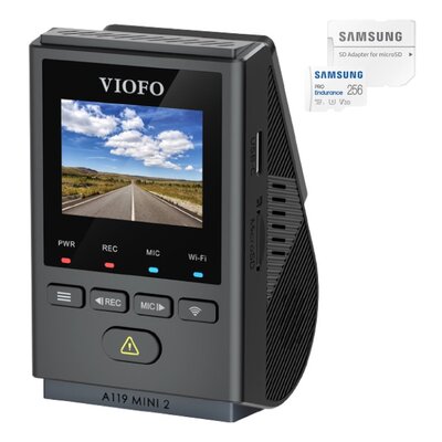 Wideorejestrator VIOFO A119 Mini 2 + Karta pamięci SAMSUNG Pro Endurance microSDXC 256GB + Adapter