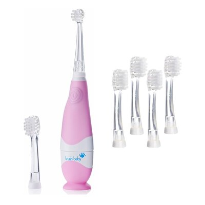 Szczoteczka soniczna BRUSH-BABY BabySonic Pro Różowy + Końcówka szczoteczki BRUSH-BABY BabySonic 18 - 36 miesięcy (4 szt.)