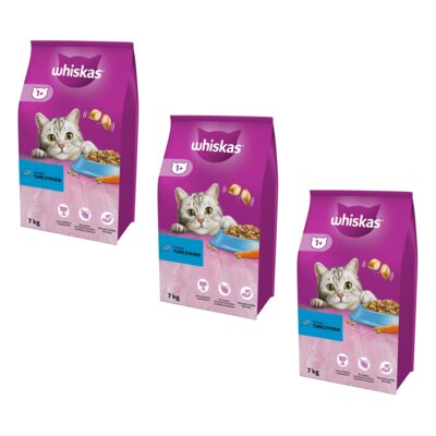 Karma dla kota WHISKAS z Pysznym tuńczykiem 3 x 7 kg