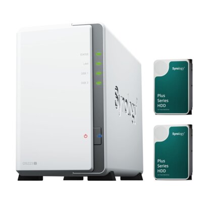 Serwer plików SYNOLOGY DS223J 1GB RAM + Dysk SYNOLOGY HAT3300 4TB HDD (2 szt.)