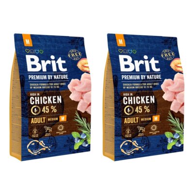 Karma dla psa BRIT Premium By Nature Medium Kurczak 2 x 8 kg