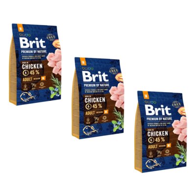 Karma dla psa BRIT Premium By Nature Medium Kurczak 3 x 8 kg