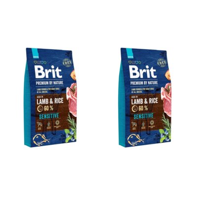 Karma dla psa BRIT Premium By Nature Jagnięcina z ryżem 2 x 8 kg
