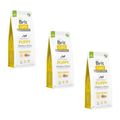 Karma dla psa BRIT CARE Dog Sustainable Puppy Kurczak i owady 3 x 12 kg
