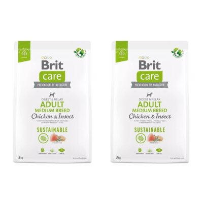 Karma dla psa BRIT CARE Dog Sustainable Adult Medium Breed Kurczak i owady 2 x 3 kg