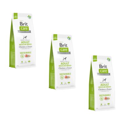 Karma dla psa BRIT CARE Dog Sustainable Medium Kurczak i owady 3 x 12 kg