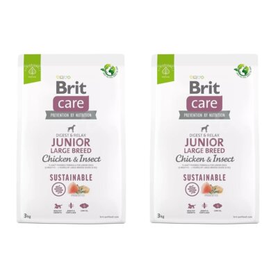 Karma dla psa BRIT Care Dog Sustainable Junior Large Breed Kurczak i owady 2 x 3 kg