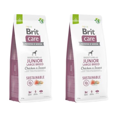 Karma dla psa BRIT Care Dog Sustainable Junior Large Breed Kurczak i owady 2 x 12 kg