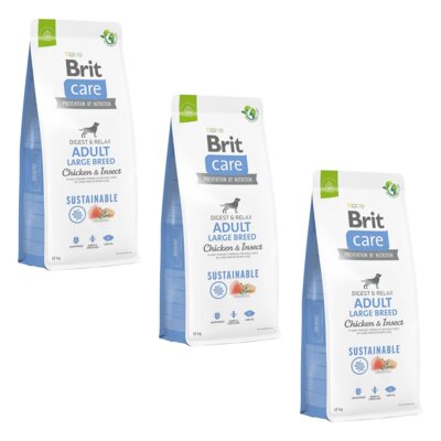 Karma dla psa BRIT Care Adult Large Breed Kurczak i Owady 3 x 12 kg