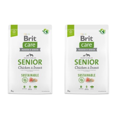Karma dla psa BRIT Care Dog Sustainable Senior Kurczak i owady 2 x 3 kg