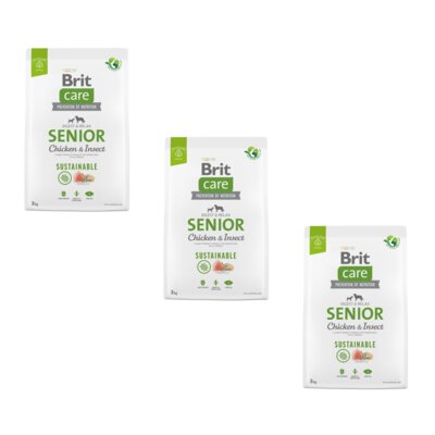 Karma dla psa BRIT Care Dog Sustainable Senior Kurczak i owady 3 x 3 kg