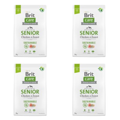 Karma dla psa BRIT Care Dog Sustainable Senior Kurczak i owady 4 x 3 kg