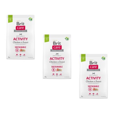 Karma dla psa BRIT CARE Dog Sustainable Activity Kurczak i owady 3 x 3 kg
