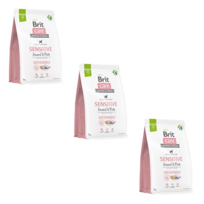 Karma dla psa BRIT CARE Sustainable Sensitive Owady i ryba 3 x 3 kg