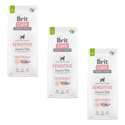 Karma dla psa BRIT CARE Sustainable Sensitive Owady i ryba 3 x 12 kg