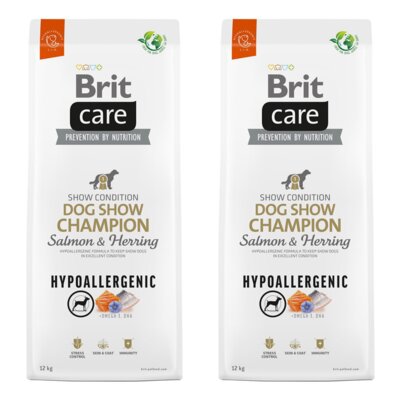 Karma dla psa BRIT CARE Dog Hypoallergenic Dog Show Champion Łosoś i śledź 2 x 12 kg