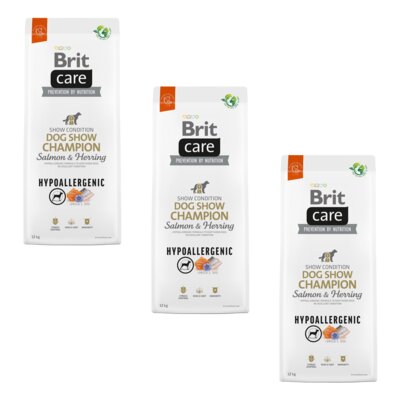 Karma dla psa BRIT CARE Dog Hypoallergenic Dog Show Champion Łosoś i śledź 3 x 12 kg