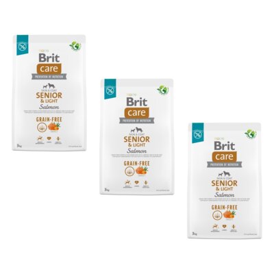 Karma dla psa BRIT Care Dog Grain-Free Senior & Light Łosoś 3 x 3 kg