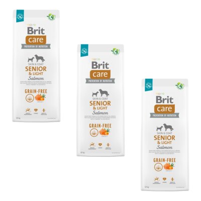 Karma dla psa BRIT Care Dog Grain-Free Senior & Light Salmon Łosoś z ziemniakami 3 x 12 kg