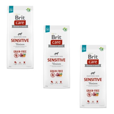 Karma dla psa BRIT Care Dog Grain Free Sensitive Venison Dziczyzna i ziemniaki 3 x 12 kg