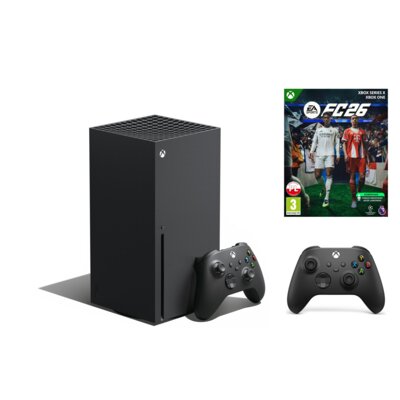 Konsola MICROSOFT XBOX Series X z napędem Blu-ray 4K UHD + EA SPORTS FC 26 Gra XBOX ONE/XBOX SERIES X + Kontroler MICROSOFT bezprzewodowy Xbox Carbon Black