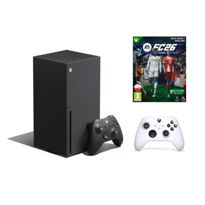 Konsola MICROSOFT XBOX Series X z napędem Blu-ray 4K UHD + EA SPORTS FC 26 Gra XBOX ONE/XBOX SERIES X + Kontroler MICROSOFT bezprzewodowy Xbox Robot White