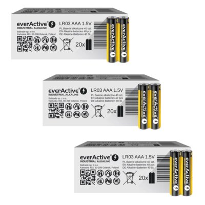 Baterie AAA LR3 EVERACTIVE Industrial Alkaline (120 szt.)
