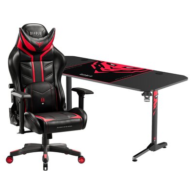Biurko DIABLO CHAIRSX-MATE 1600 + Fotel DIABLO CHAIRS X-Ray (L) Czarno-czerwony