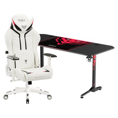 Biurko DIABLO CHAIRSX-MATE 1600 + Fotel DIABLO CHAIRS X-Ray (L) Biało-czarny