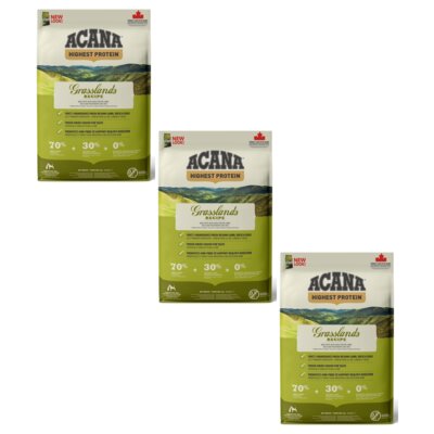Karma dla psa ACANA Highest Protein Grasslands Jagnięcina z kaczką i rybami oraz jajkami 3 x 6 kg