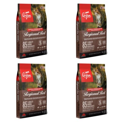 Karma dla kota ORIJEN Regional Red Jagnięcina z wieprzowiną i wołowiną 4 x 5.4 kg