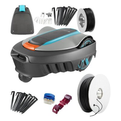 Robot koszący GARDENA Sileno City 250 15001-32 + Przewód ograniczający GARDENA 4058-60 + Łączniki zaciskowe GARDENA 4089-20 + Szpilki zabezpieczające GARDENA 4090
