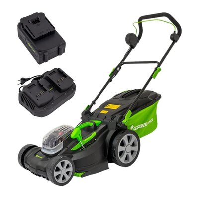 Kosiarka akumulatorowa GREENSO UAO012 + Akumulator GREENSO UAO002 4.0 Ah 20V (2 szt.) + Ładowarka GREENSO UAO004