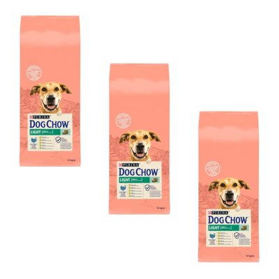 Karma dla psa DOG CHOW Adult Light z Indykiem 3 x 14 kg