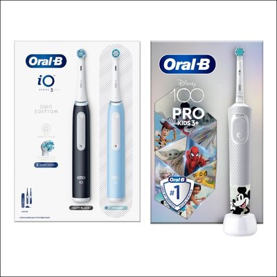 Szczoteczka magnetyczna ORAL-B iO 3 (2 sztuki) + Szczoteczka rotacyjna ORAL-B Kids Pro Kraina Lodu + Etui