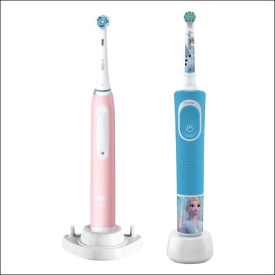 Szczoteczka magnetyczna ORAL-B iO 3 Różowy + Szczoteczka rotacyjna ORAL-B Kids 3+ Kraina Lodu