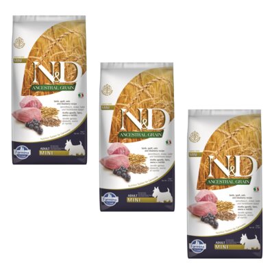 Karma dla psa FARMINA N&D Ancestral Grain Jagnięcina z orkiszem z owsem i borówką amerykańską 3 x 7 kg