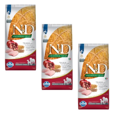 Karma dla psa FARMINA N&D Ancestral Grain Kurczak z owocem granatu 3 x 12 kg