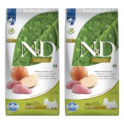 Karma dla psa FARMINA N&D Prime Dzik z jabłkiem Adult Mini 2 x 7 kg