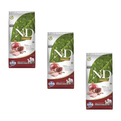 Karma dla psa FARMINA N&D Prime Kurczak i owoc granatu Adult Medium & Maxi 3 x 12 kg