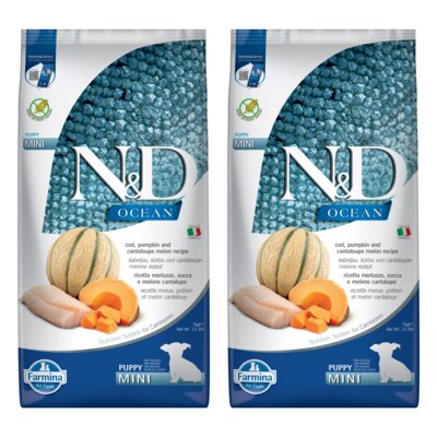 Karma dla psa FARMINA N&D Ocean Puppy Mini Dorsz z dynią i melonem 2 x 7 kg