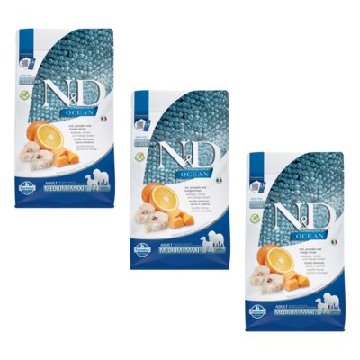 Karma dla psa FARMINA N&D Ocean Dorsz z dynią i pomarańczą 3 x 12 kg